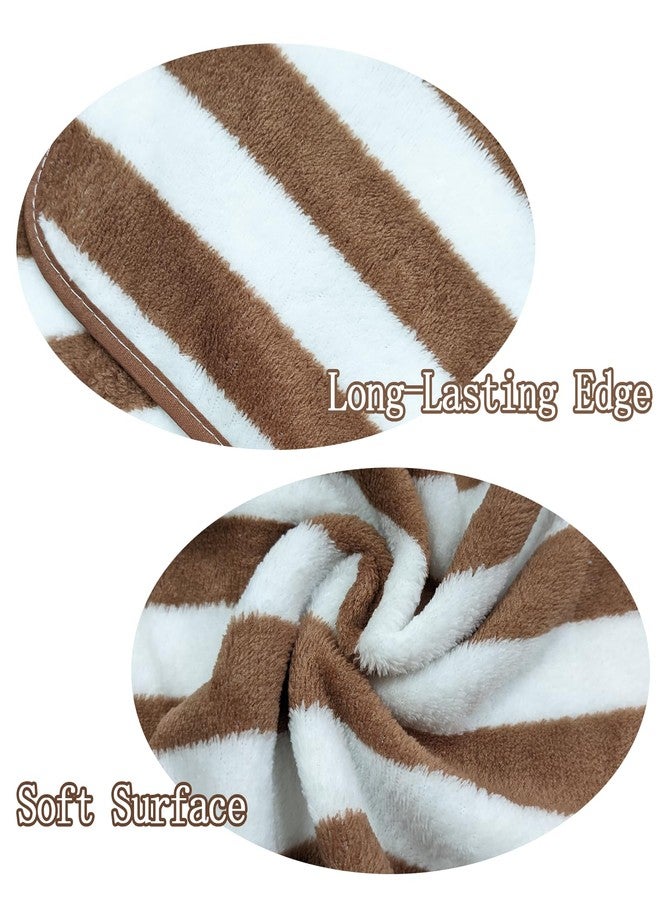 ABREEZE Coffee and White Striped Bath Towel and Hand Towel Set (2-Piece) - Coral Fleece Super Soft & Absorbent for Spa, Gym, Travel - Image 4